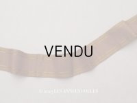 19世紀 アンティーク シルク製 ピコットリボン ライン入り ブラウン シルクリボン 108cm