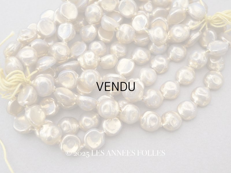 画像1: 【セール対象外】【クーポン対象外】アンティーク スフレビーズ 乳白色のコーティング ゴールド 吹きガラス製 ビーズ  11mm 約44ピース