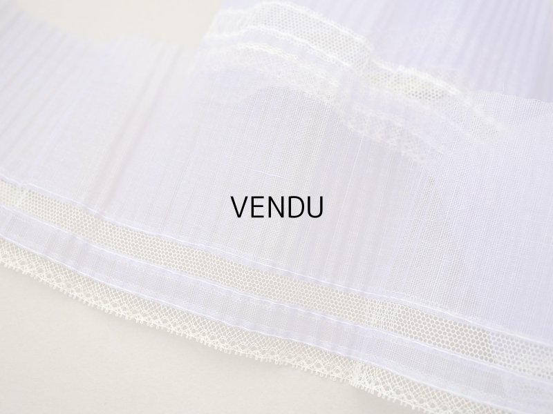 画像4: アンティーク 幅広 ドレスの裾  プリーツ入り レース付き 幅10.5cm ラヴェンダー コットンオーガンジー