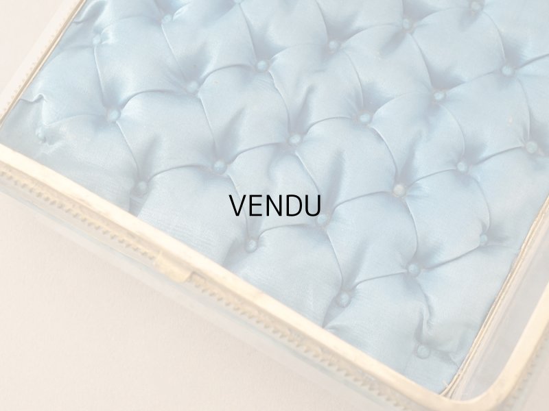 画像7: 19世紀中頃 アンティーク 大きなジュエリーケース スモーキーブルーのシルククッション 20.2×17.5cm