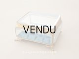 19世紀中頃 アンティーク 大きなジュエリーケース スモーキーブルーのシルククッション 20.2×17.5cm