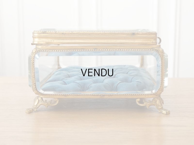 画像14: 19世紀中頃 アンティーク 大きなジュエリーケース スモーキーブルーのシルククッション 20.2×17.5cm