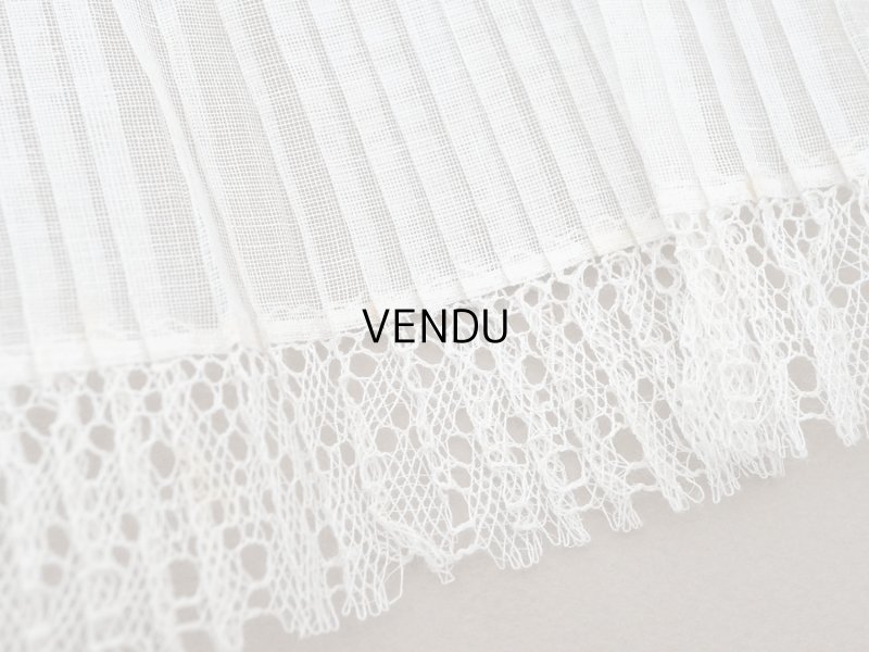 画像8: アンティーク 幅広 ドレスの裾  プリーツ入り レース付 1.3m 20.2cm幅 コットンオーガンジー