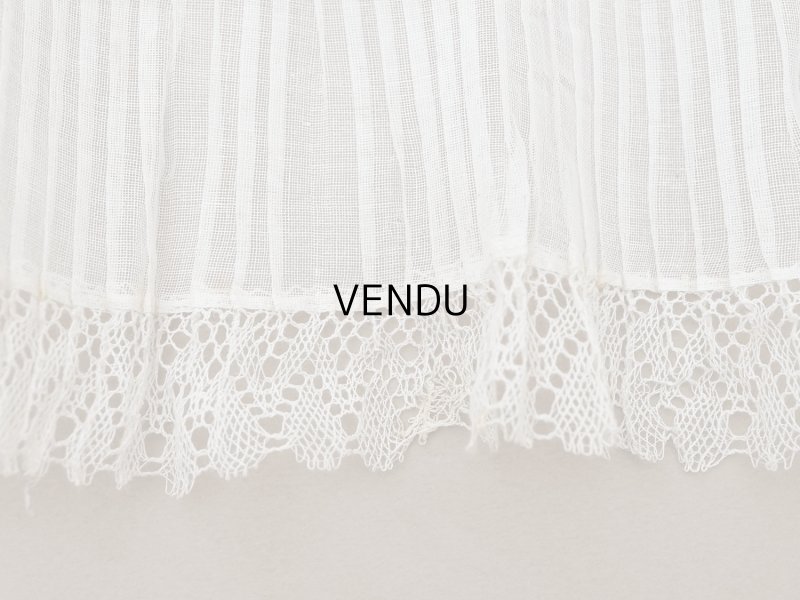 画像10: アンティーク 幅広 ドレスの裾  プリーツ入り レース付 2.48m 20.2cm幅 コットンオーガンジー