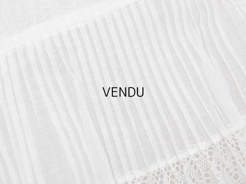 画像3: アンティーク 幅広 ドレスの裾  プリーツ入り レース付 2.48m 20.2cm幅 コットンオーガンジー