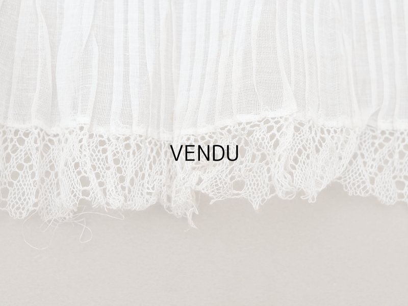 画像11: アンティーク 幅広 ドレスの裾  プリーツ入り レース付 2.48m 20.2cm幅 コットンオーガンジー