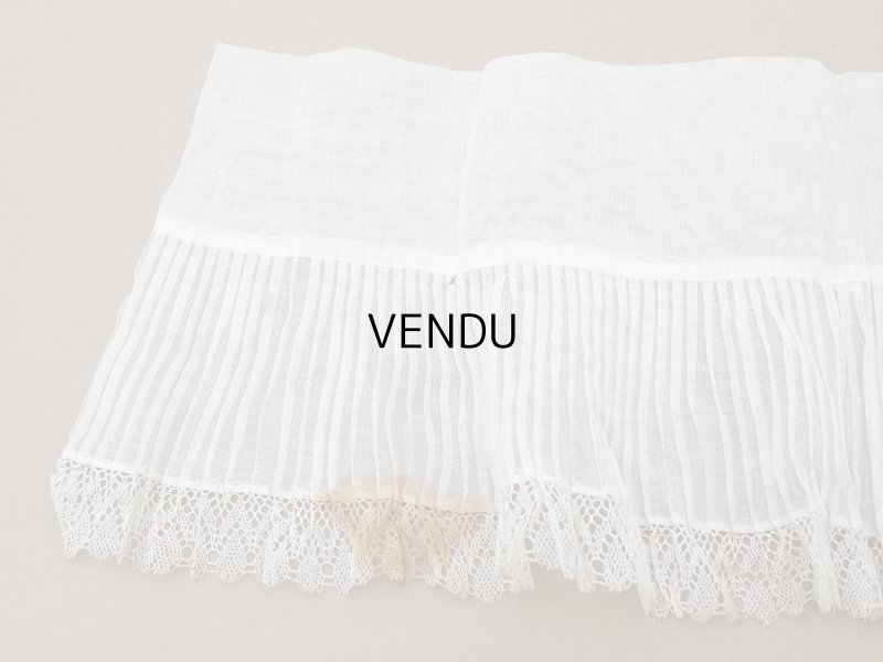 画像5: アンティーク 幅広 ドレスの裾  プリーツ入り レース付 2.48m 20.2cm幅 コットンオーガンジー