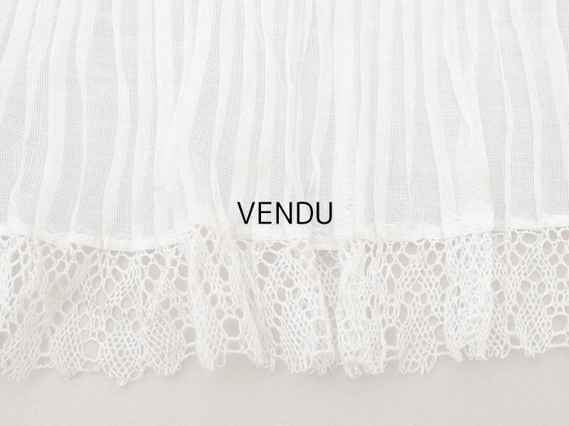 画像9: アンティーク 幅広 ドレスの裾  プリーツ入り レース付 2.48m 20.2cm幅 コットンオーガンジー