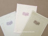 未使用 アンティーク メニューカード モノグラム&薔薇のガーランド エンボス加工 