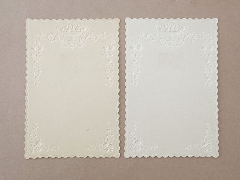 画像10: 未使用 アンティーク メニューカード モノグラム&薔薇のガーランド エンボス加工 