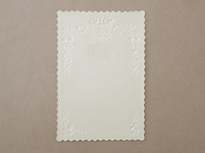 画像12: 未使用 アンティーク メニューカード モノグラム&薔薇のガーランド エンボス加工 