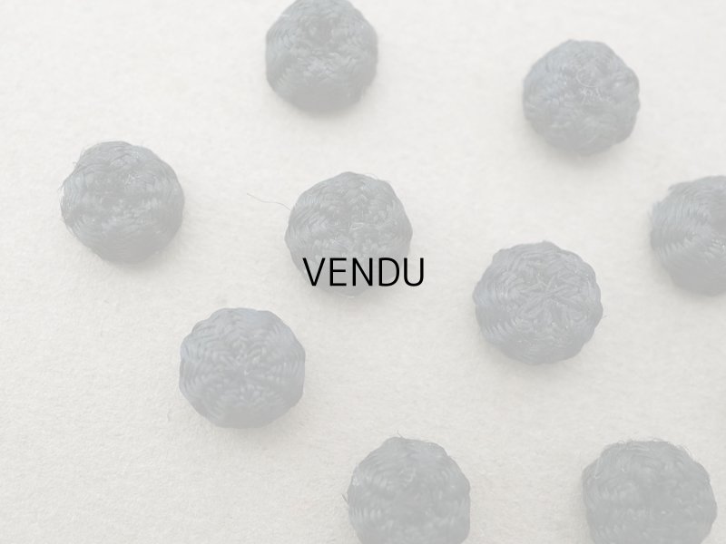 画像2: アンティーク ドール用 8mm シルク製 黒 くるみボタン 黒 極小 10ピースのセット