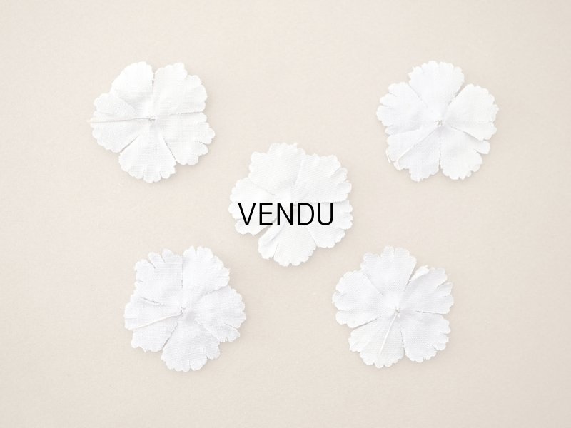 画像3: アンティーク 布花材料 ベルベットの花びら 花芯付き 5ピースのセット 約4.3cm  布花 グレイッシュパープル