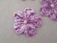 画像3: アンティーク 布花材料 ベルベットの花びら 花芯付き 5ピースのセット 約4cm 布花 ライラック色