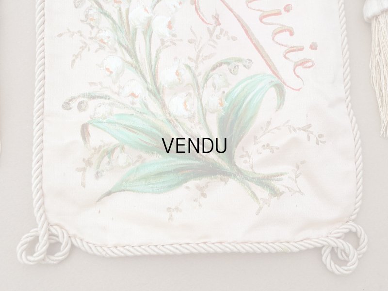 画像4: アンティーク 鈴蘭 お菓子袋  シルク製 オモニエール パウダーピンク ハンドペイント