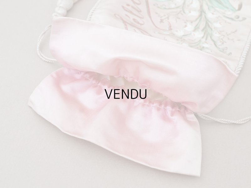 画像12: アンティーク 鈴蘭 お菓子袋  シルク製 オモニエール パウダーピンク ハンドペイント