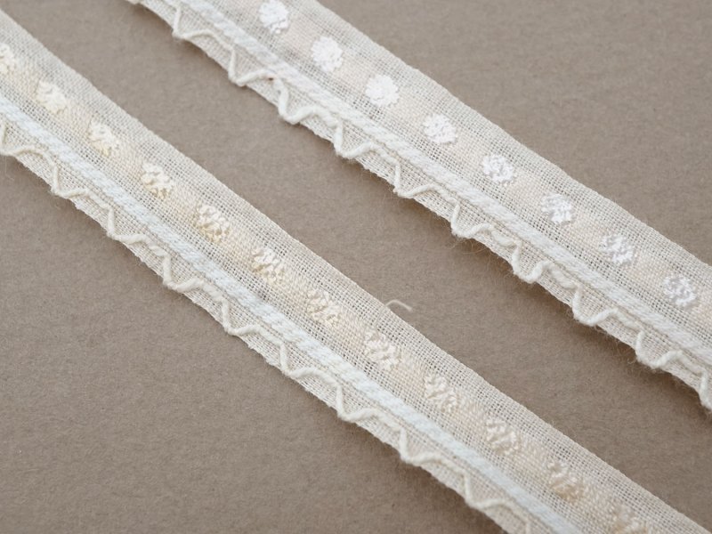 画像4: アンティーク スカラップトリム ドット刺繍入り パウダーピーチピンク 1.3cm幅 