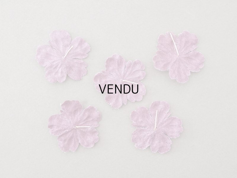 画像4: アンティーク 布花材料 ベルベットの花びら 花芯付き 5ピースのセット 約4cm 布花 ライラック色