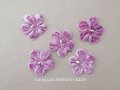 アンティーク 布花材料 ベルベットの花びら 花芯付き 5ピースのセット 約4.3cm 布花 ライラック色