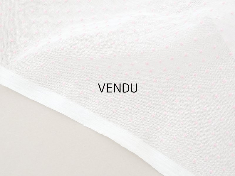 画像4: アンティーク ピンクの小さなドット刺繍入り コットン生地 102×107cm ファブリック