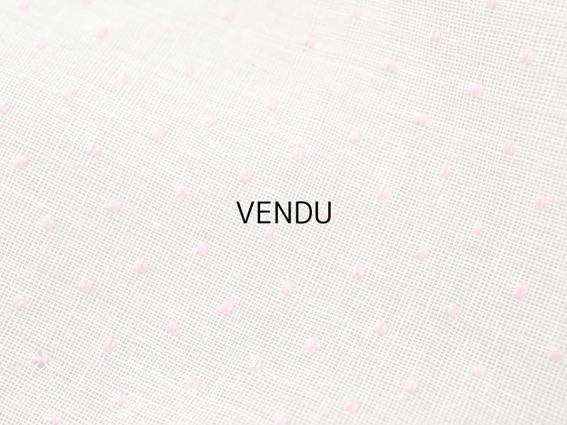 画像3: アンティーク ピンクの小さなドット刺繍入り コットン生地 102×107cm ファブリック