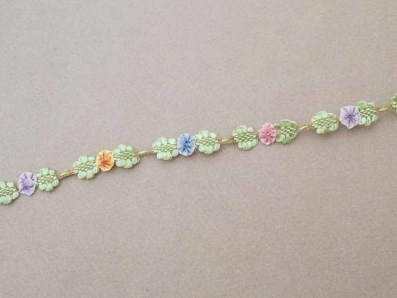 画像4: アンティーク シルク製 ロココトリム 4色の花 ロココリボン 