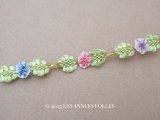アンティーク シルク製 ロココトリム 4色の花 ロココリボン 