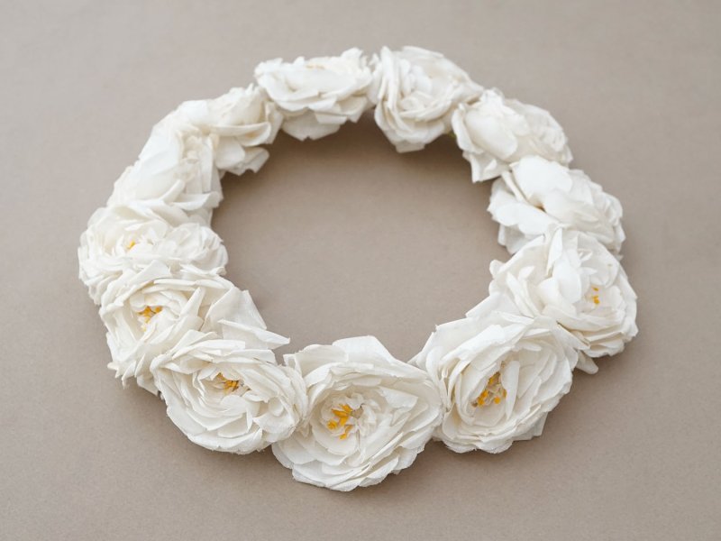 画像5: アンティーク 白薔薇のティアラ 布花 花冠 オフホワイト