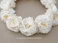 画像1: アンティーク 白薔薇のティアラ 布花 花冠 オフホワイト (1)