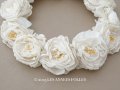 アンティーク 白薔薇のティアラ 布花 花冠 オフホワイト