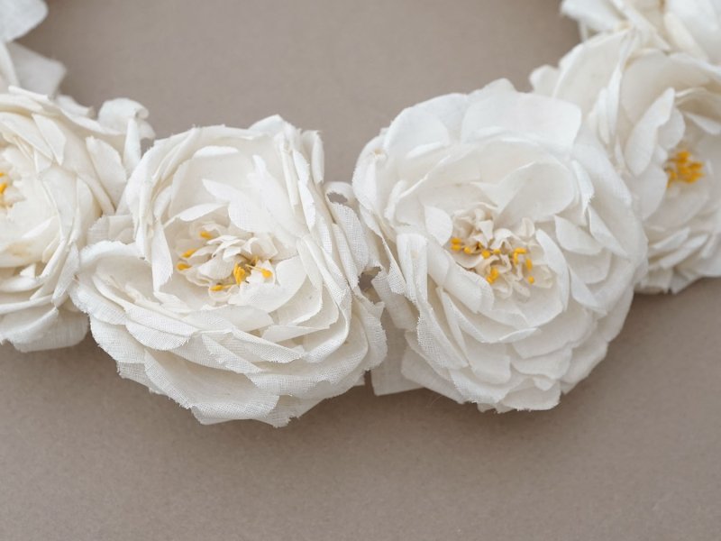 画像6: アンティーク 白薔薇のティアラ 布花 花冠 オフホワイト