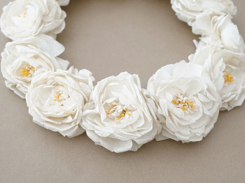 画像4: アンティーク 白薔薇のティアラ 布花 花冠 オフホワイト