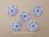アンティーク 布花材料 ベルベットの花びら 花芯付き 5ピースのセット 約4.3cm  布花 グレイッシュパープル
