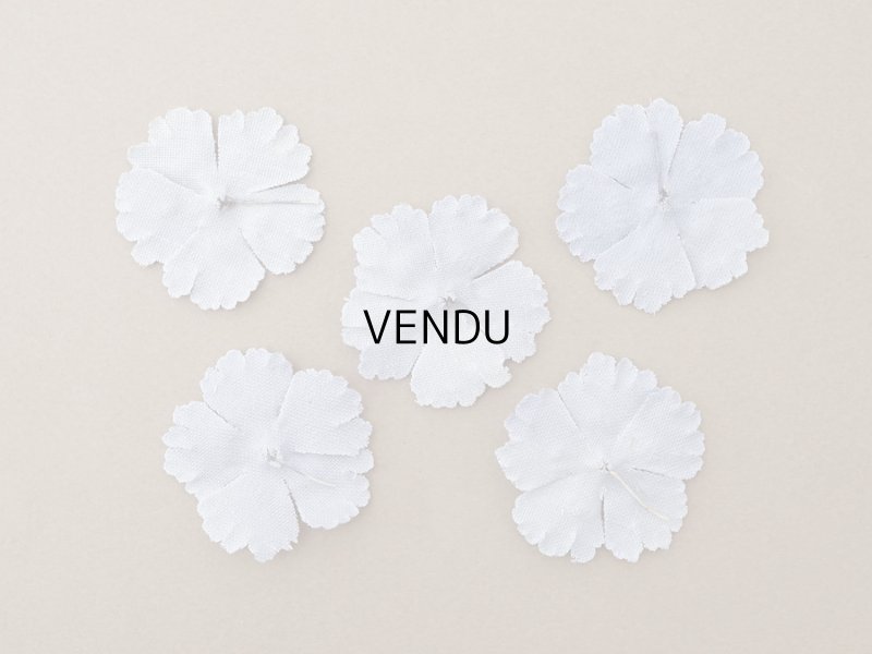 画像3: アンティーク 布花材料 ベルベットの花びら 花芯付き 5ピースのセット 約4.3cm  布花 グレイッシュパープル