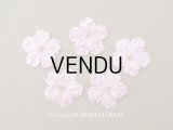 アンティーク 布花材料 ベルベットの花びら 花芯付き 5ピースのセット 約4cm 布花 ピンク