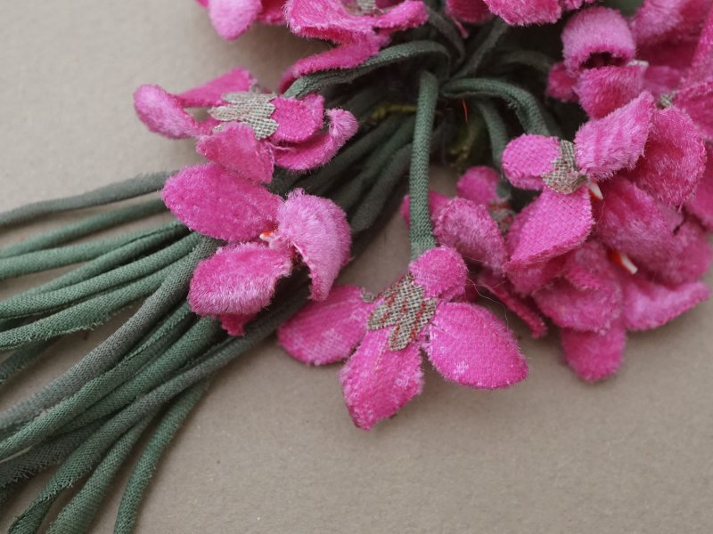 画像3: アンティーク ベルベットの菫の布花 ピンク