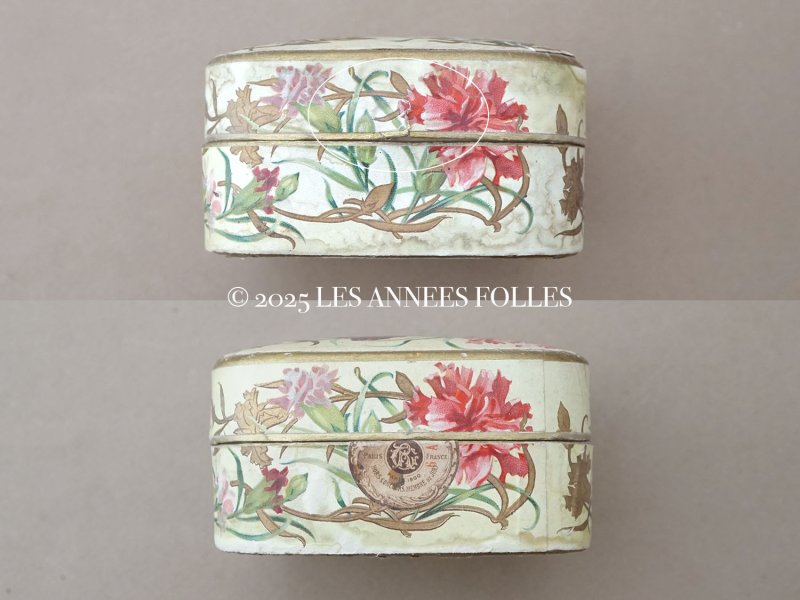 画像4: アンティーク パウダーボックス VELOUTE BOUQUET D'OEILLETS CARNATION - ROGER & GALLET PARIS -