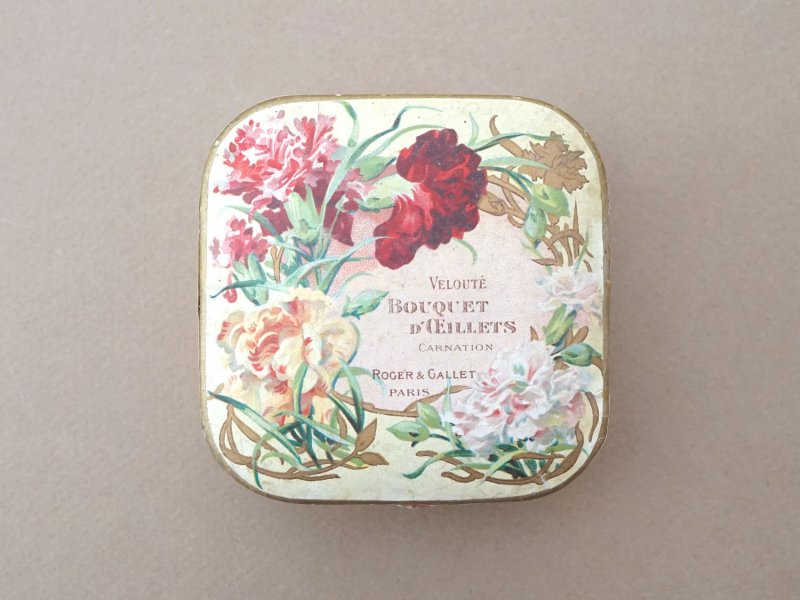 画像3: アンティーク パウダーボックス VELOUTE BOUQUET D'OEILLETS CARNATION - ROGER & GALLET PARIS -
