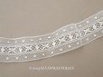 画像1: アンティーク ドット&花のレース ホワイト 3.8cm幅  (1)