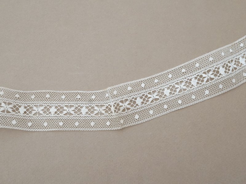 画像3: アンティーク ドット&花のレース ホワイト 3.8cm幅 