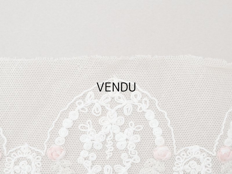 画像6: アンティークピンクの薔薇刺繍入り レース ベージュ 1m 約8cm幅