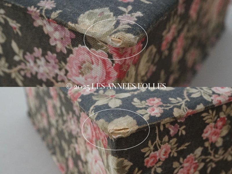 画像10: アンティーク 薔薇模様 大きなカルトナージュボックス 墨黒 36×25.8×10.7cm