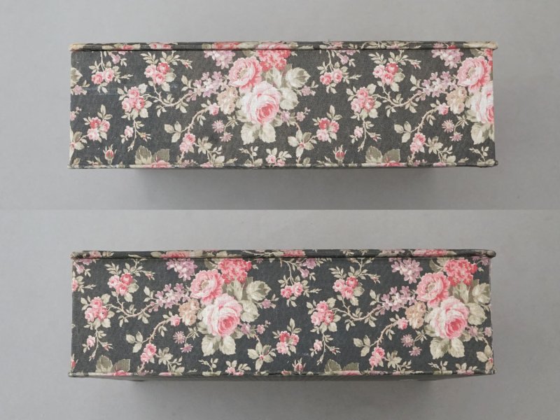 画像7: アンティーク 薔薇模様 大きなカルトナージュボックス 墨黒 36×25.8×10.7cm
