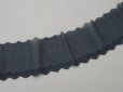 画像4: アンティーク 花刺繍入り スカラップレース コットンオーガンジー 黒 9.3cm幅 (4)