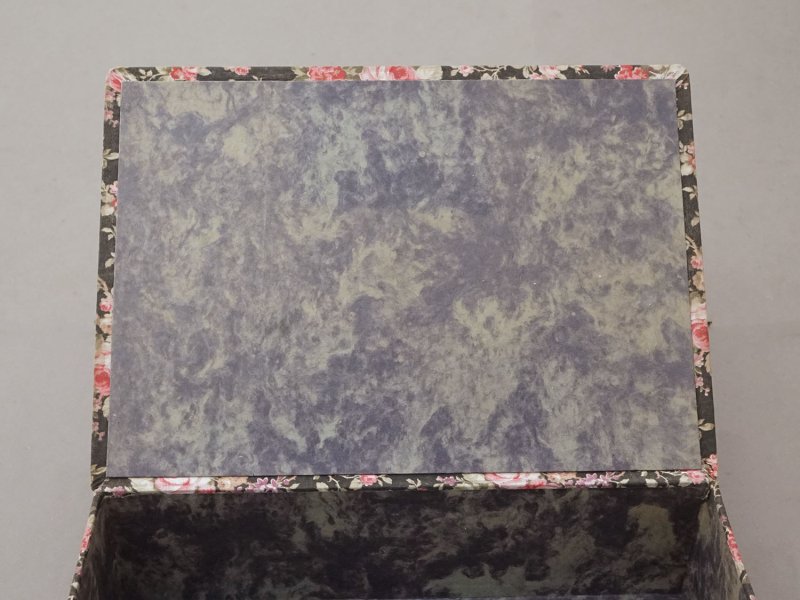 画像5: アンティーク 薔薇模様 大きなカルトナージュボックス 墨黒 36×25.8×10.7cm