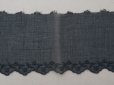 画像5: アンティーク 花刺繍入り スカラップレース コットンオーガンジー 黒 9.3cm幅 (5)