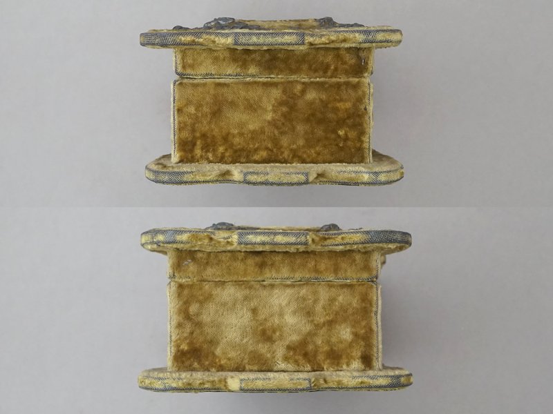 画像10: アンティーク グローブボックス カーキのベルベット ロカイユ装飾＆草花のブーケ