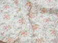 画像1: アンティーク シルク製 ベッドカバー ピンクの薔薇＆ブルーのリボン 118×170cm (1)