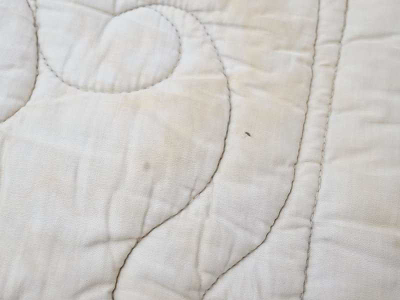 画像41: アンティーク シルク製 ベッドカバー ピンクの薔薇＆ブルーのリボン 118×170cm