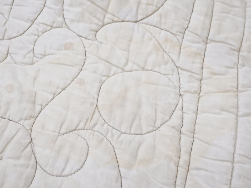 画像39: アンティーク シルク製 ベッドカバー ピンクの薔薇＆ブルーのリボン 118×170cm